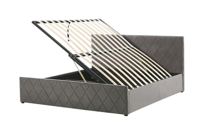 Rochefort Oppbevaringsseng 160x200 cm - Fløyel/Grå - Møbler - Senger - Seng med oppbevaring