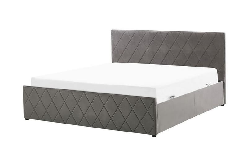 Rochefort Oppbevaringsseng 160x200 cm - Fløyel/Grå - Møbler - Senger - Seng med oppbevaring