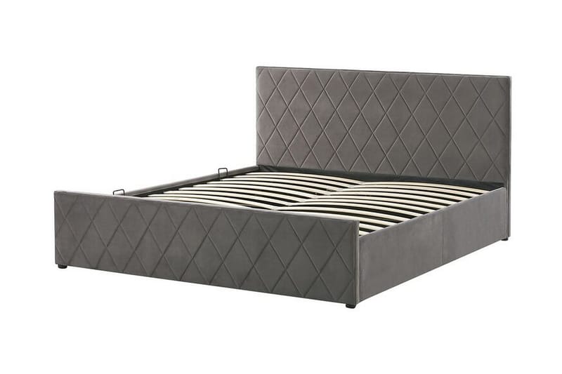 Rochefort Oppbevaringsseng 180x200 cm - Fløyel/Grå - Møbler - Senger - Seng med oppbevaring