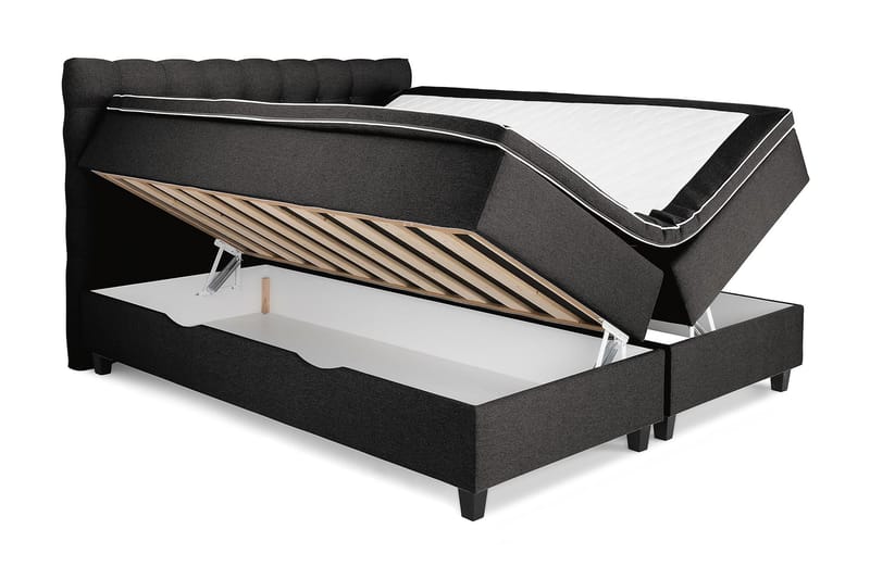 Royal Seng med Oppbevaring 160x200 - Mørkegrå - Komplett sengepakke - Kontinentalsenger