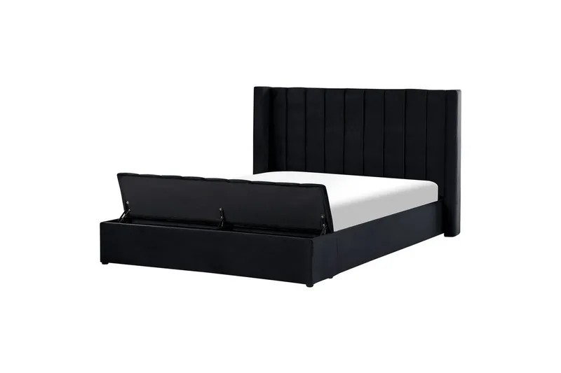 Säng med förvaringsbänk Beliani Noyers Beige, 160x200 cm Black 180x200, undefined