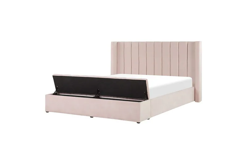Säng med förvaringsbänk Beliani Noyers Beige, 160x200 cm Rose 160x200, undefined