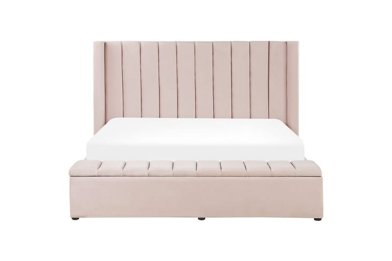 Säng med förvaringsbänk Beliani Noyers Beige, 160x200 cm Rose 180x200 - Møbler - Senger - Familieseng