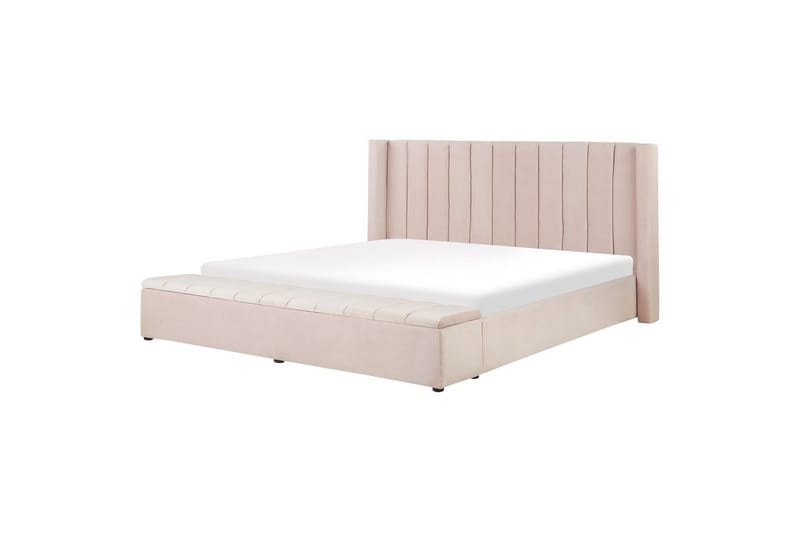 Säng med förvaringsbänk Beliani Noyers Beige, 160x200 cm Rose 180x200 - Møbler - Senger - Familieseng
