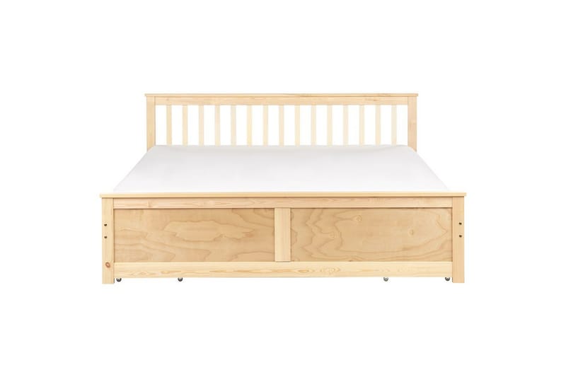 Säng med förvaringslådor Beliani Olendon Ljus trä, 140x200 cm, 4 Light colored wood 180x200 - Møbler - Senger - Seng med oppbevaring