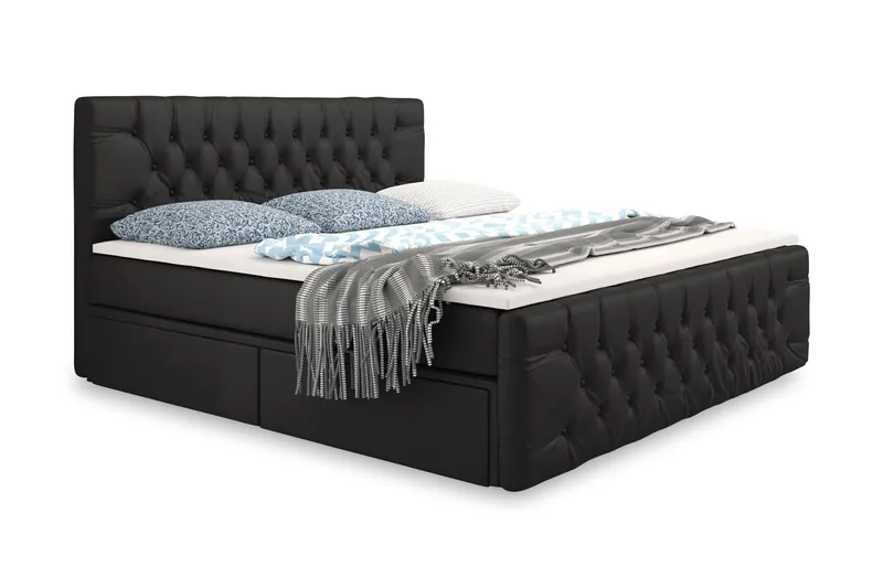 Velluto Oppbevaringsseng 160x200 med Fotgavl, Svart