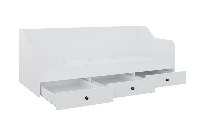 Zumar seng 94x204 cm - Hvit/Hvit Høyglans - Seng med oppbevaring - Enkeltseng med oppbevaring