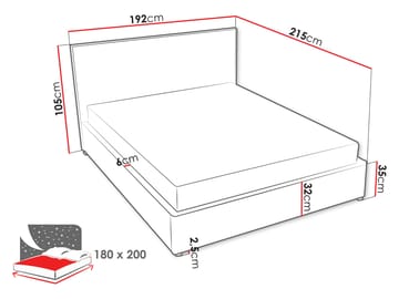 sengeramme BIANCO Grant 20 180 x 200 cm - mørkegrå - Møbler - Senger - Sengeramme & sengestamme