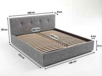 Sengeramme Deylinor 160x200 cm med løfteoppbevaring - grå - Møbler - Senger - Sengeramme & sengestamme