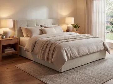 Sengeramme Deylinor 180x200 cm med løfteoppbevaring - beige - Møbler - Senger - Sengeramme & sengestamme