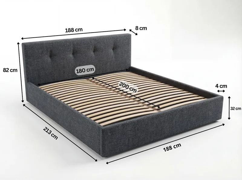 Sengeramme Deylinor 180x200 cm med løfteoppbevaring - Grafitt - Møbler - Senger - Sengeramme & sengestamme