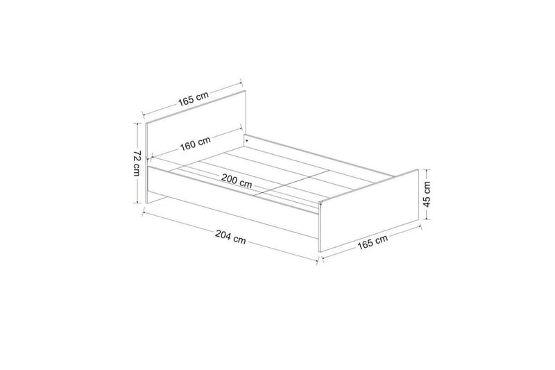 Sengeramme Fruitland Sengestamme Hvit - 165 x 72 x 204 cm - Møbler - Senger - Sengeramme & sengestamme