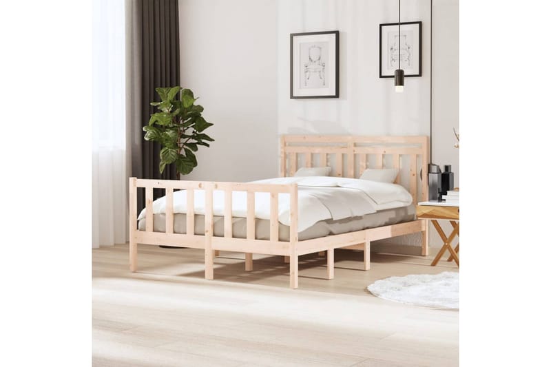 Sengeramme heltre 135x190 cm 4FT6 Double - Brun - Møbler - Senger - Sengeramme & sengestamme
