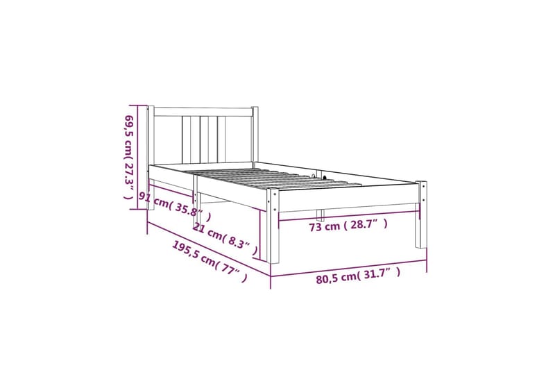 Sengeramme heltre 75x190 cm 2FT6 Small Single - Brun - Møbler - Senger - Sengeramme & sengestamme
