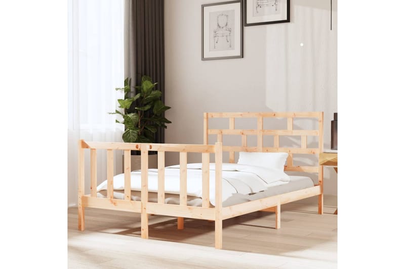 Sengeramme heltre furu 135x190 cm 4FT6 Double - Brun - Møbler - Senger - Sengeramme & sengestamme