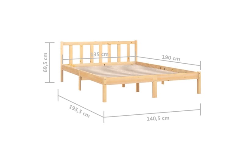 Sengeramme heltre furu 135x190 cm UK Double - Brun - Møbler - Senger - Sengeramme & sengestamme