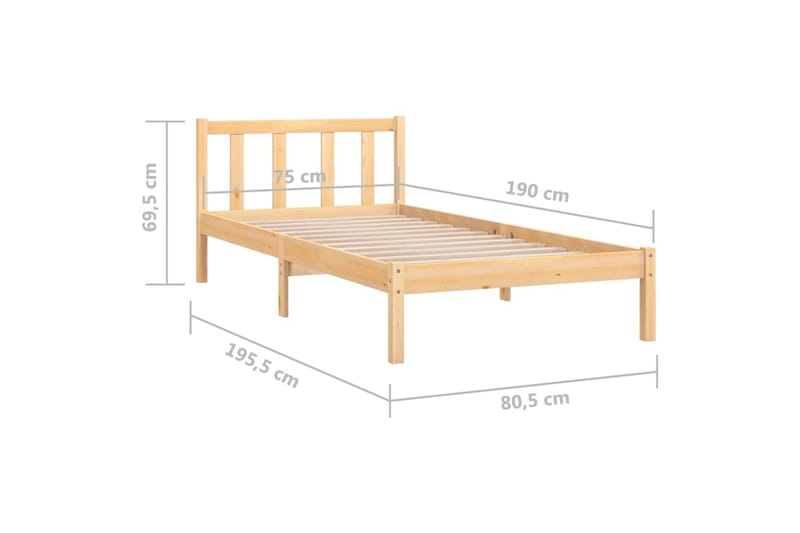 Sengeramme heltre furu 75x190 cm UK Small Single - Brun - Sengeramme & sengestamme