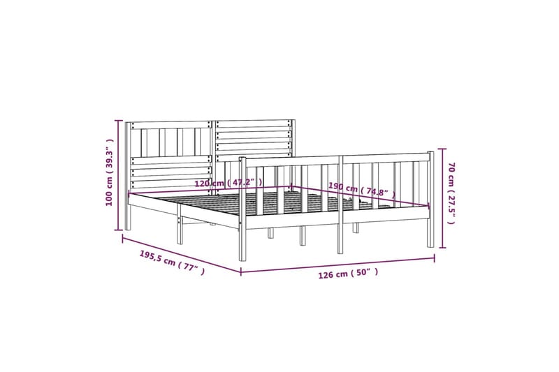 Sengeramme hvit heltre 120x190 cm 4FT Small Double - Hvit - Møbler - Senger - Sengeramme & sengestamme