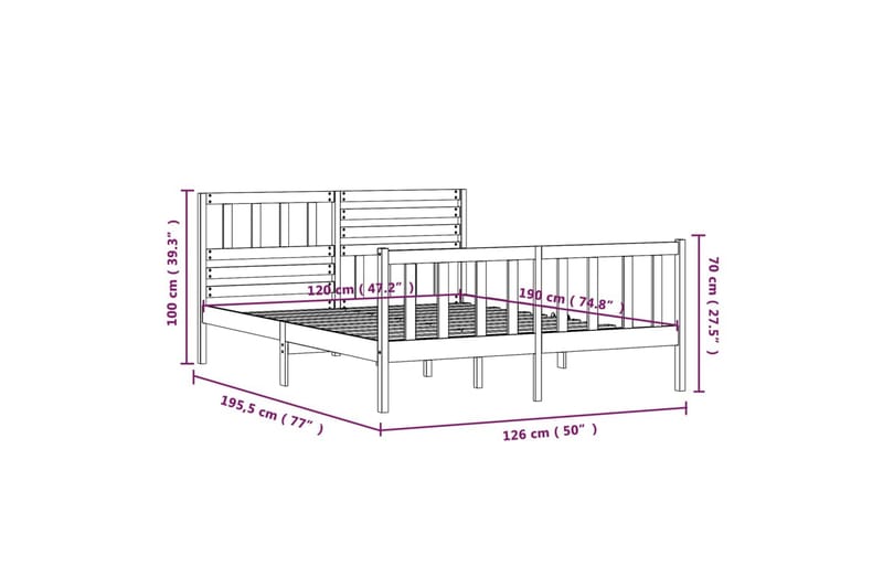 Sengeramme hvit heltre 120x190 cm 4FT Small Double - Hvit - Sengeramme & sengestamme