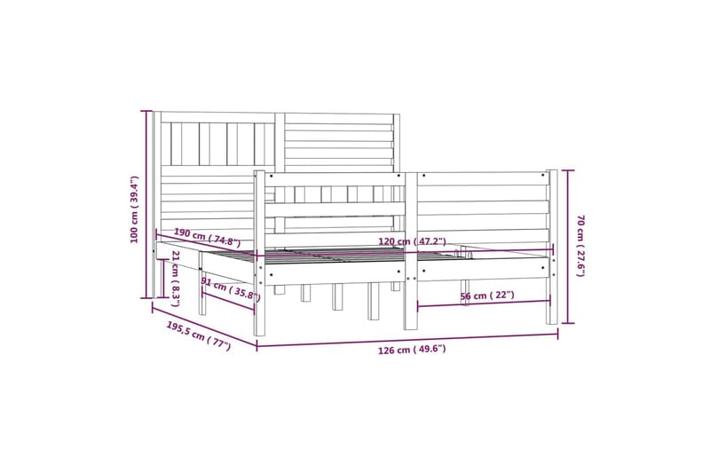 Sengeramme hvit heltre 120x190 cm 4FT Small Double - Hvit - Sengeramme & sengestamme