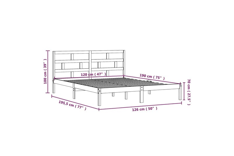 Sengeramme hvit heltre 120x190 cm 4FT Small Double - Hvit - Sengeramme & sengestamme