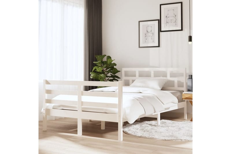 Sengeramme hvit heltre 120x190 cm 4FT Small Double - Hvit - Møbler - Senger - Sengeramme & sengestamme