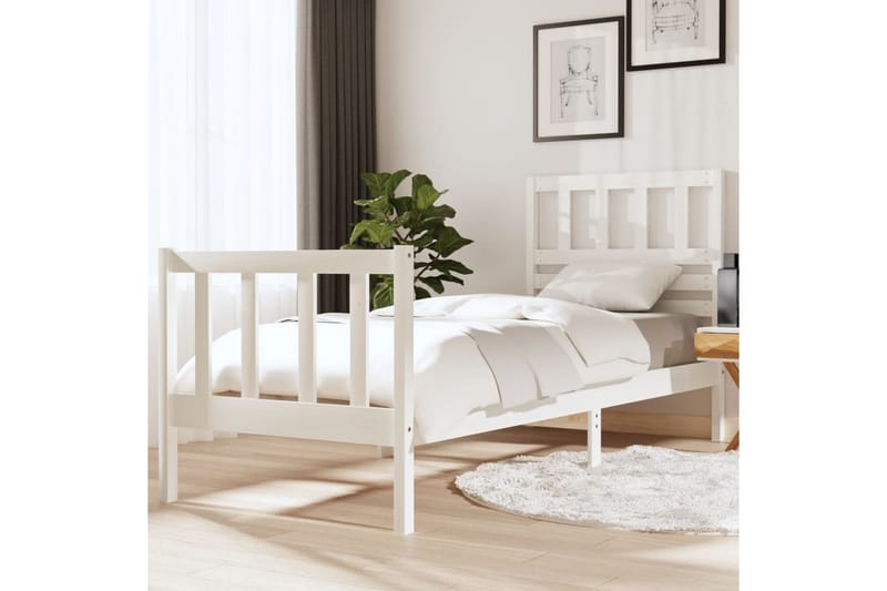Sengeramme hvit heltre 75x190 cm 2FT6 Small Single - Hvit - Møbler - Senger - Sengeramme & sengestamme