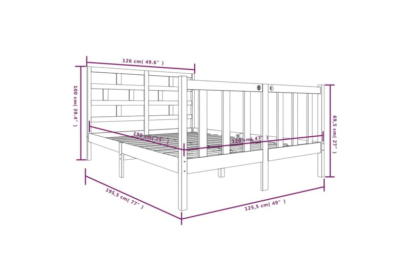 Sengeramme hvit heltre furu 120x190 cm 4FT Small Double - Hvit - Møbler - Senger - Sengeramme & sengestamme