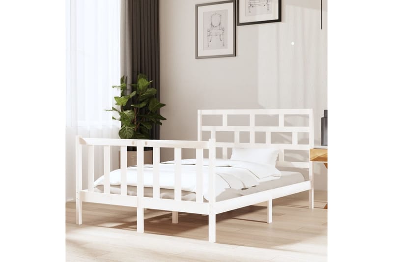 Sengeramme hvit heltre furu 120x190 cm 4FT Small Double - Hvit - Møbler - Senger - Sengeramme & sengestamme