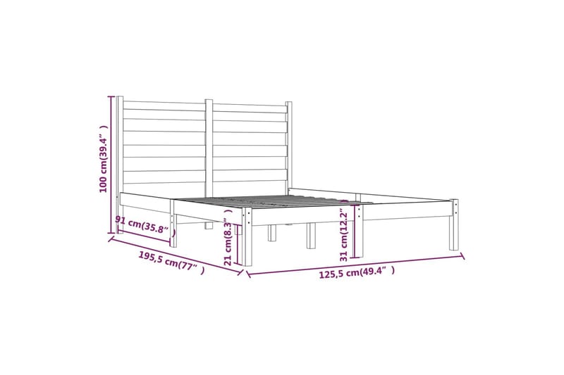 Sengeramme hvit heltre furu 120x190 cm 4FT Small Double - Hvit - Møbler - Senger - Sengeramme & sengestamme