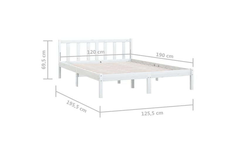 Sengeramme hvit heltre furu 120x190 cm UK Small Double - Hvit - Møbler - Senger - Sengeramme & sengestamme