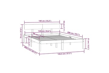 Sengeramme hvit heltre furu 140x200 cm - Hvit - Møbler - Senger - Sengeramme & sengestamme