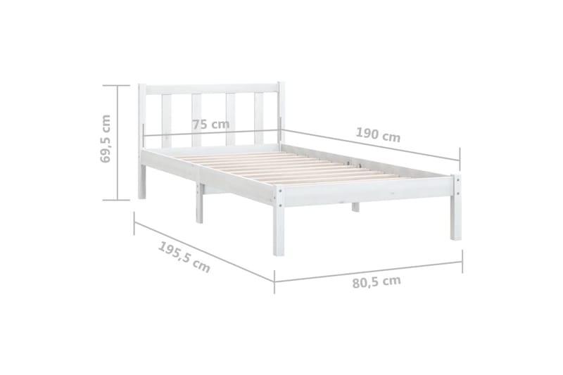 Sengeramme hvit heltre furu 75x190 cm UK Small Single - Hvit - Møbler - Senger - Sengeramme & sengestamme