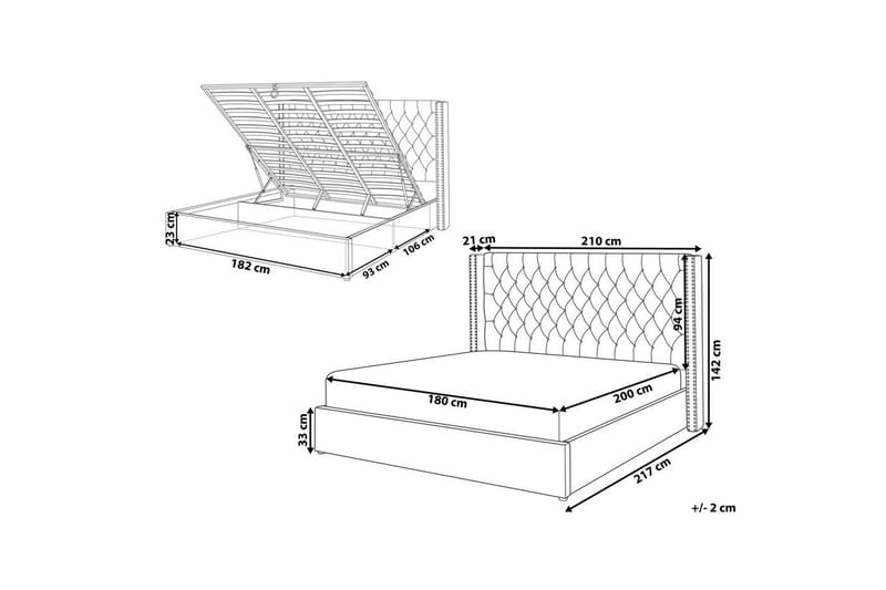Sengeramme og sengestamme Seng med oppbevaring Lubbon Svart||Sølv 180x200 - Møbler - Senger - Sengeramme & sengestamme