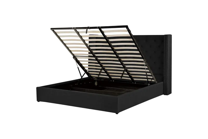 Sengeramme og sengestamme Seng med oppbevaring Lubbon Svart||Sølv 180x200, undefined