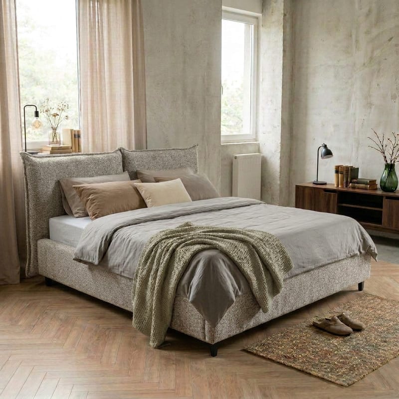 Sengeramme Rynorin 160x200 cm med løfteoppbevaring - lys gråbeige - Møbler - Senger - Sengeramme & sengestamme