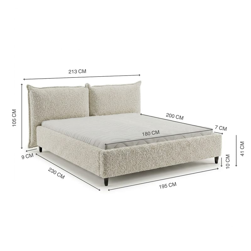 Sengeramme Rynorin 180x200 cm med løfteoppbevaring - beige - Møbler - Senger - Sengeramme & sengestamme