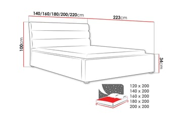 Adrianah Seng med Skjult Oppbevaring 200x200 cm i Plysj med Sengegavl - Svart - Møbler - Senger - Sengeramme & sengestamme