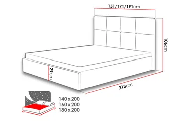 Allatessa Sengeramme 180x200 cm - Grå - Møbler - Senger - Sengeramme & sengestamme