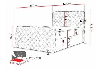 Almancil Sengepakke 120x200 cm med Sengegavl + Overmadrass med Fasthetsgrad Medium - Svart - Møbler - Senger - Sengeramme & sengestamme