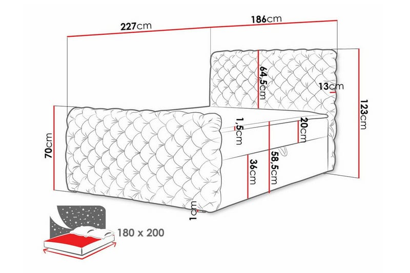 Almancil Sengeramme 180x200 cm - Gul - Sengeramme & sengestamme