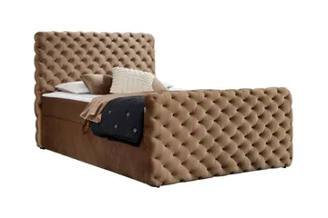 Almancil Sengeramme med Oppbevaring 120x200 cm i Fløyel med Fasthetsgrad Medium - Brun - Møbler - Senger - Sengeramme & sengestamme