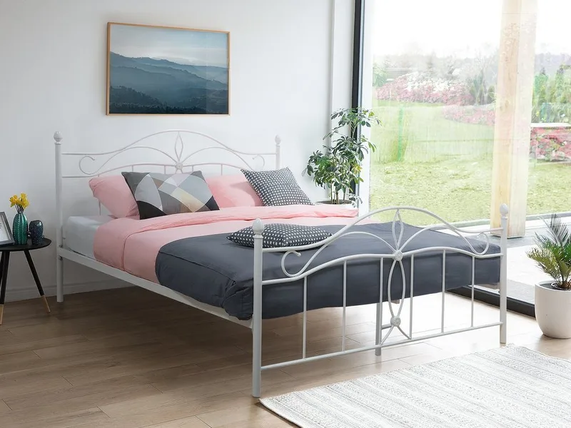 Antlia Dobbeltseng 180x200 cm i Metall med Sengegavl, Hvit