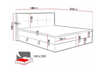 Aviemore Sengepakke 140x200 cm med Sengegavl + Overmadrass med Fasthetsgrad Medium - Mørkegrå - Møbler - Senger - Sengeramme & sengestamme