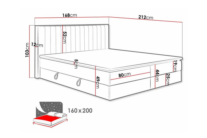 Aviemore Sengepakke 160x200 cm med Sengegavl + Overmadrass med Fasthetsgrad Medium - Lysegrå - Møbler - Senger - Sengeramme & sengestamme