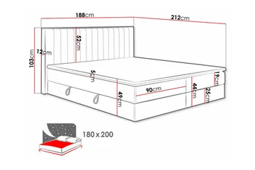 Aviemore Sengepakke med Oppbevaring 180x200 cm med Sengegavl + Overmadrass - Lysegrå - Møbler - Senger - Sengeramme & sengestamme