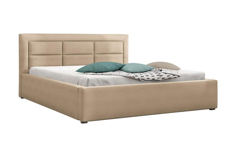 Axlunda Seng 200x200 cm Metallramme - Beige - Møbler - Senger - Sengeramme & sengestamme
