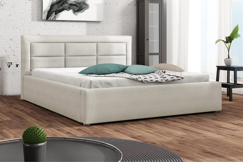 Axlunda Seng 200x200 cm Metallramme - Hvit - Møbler - Senger - Sengeramme & sengestamme