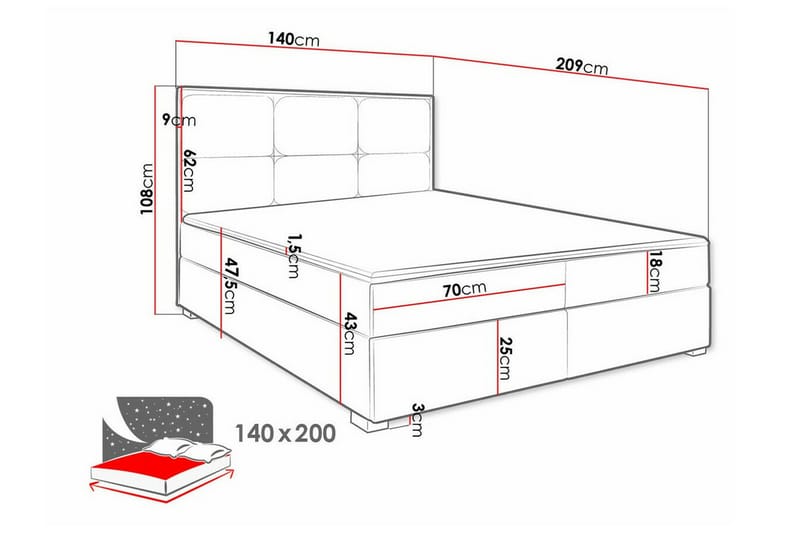 Bandon Sengeramme 140x200 cm - Svart - Møbler - Senger - Sengeramme & sengestamme