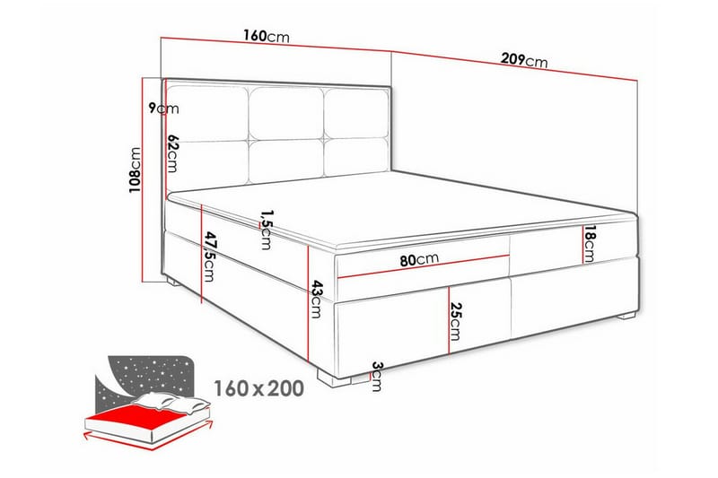 Bandon Sengeramme 160x200 cm - Beige - Sengeramme & sengestamme